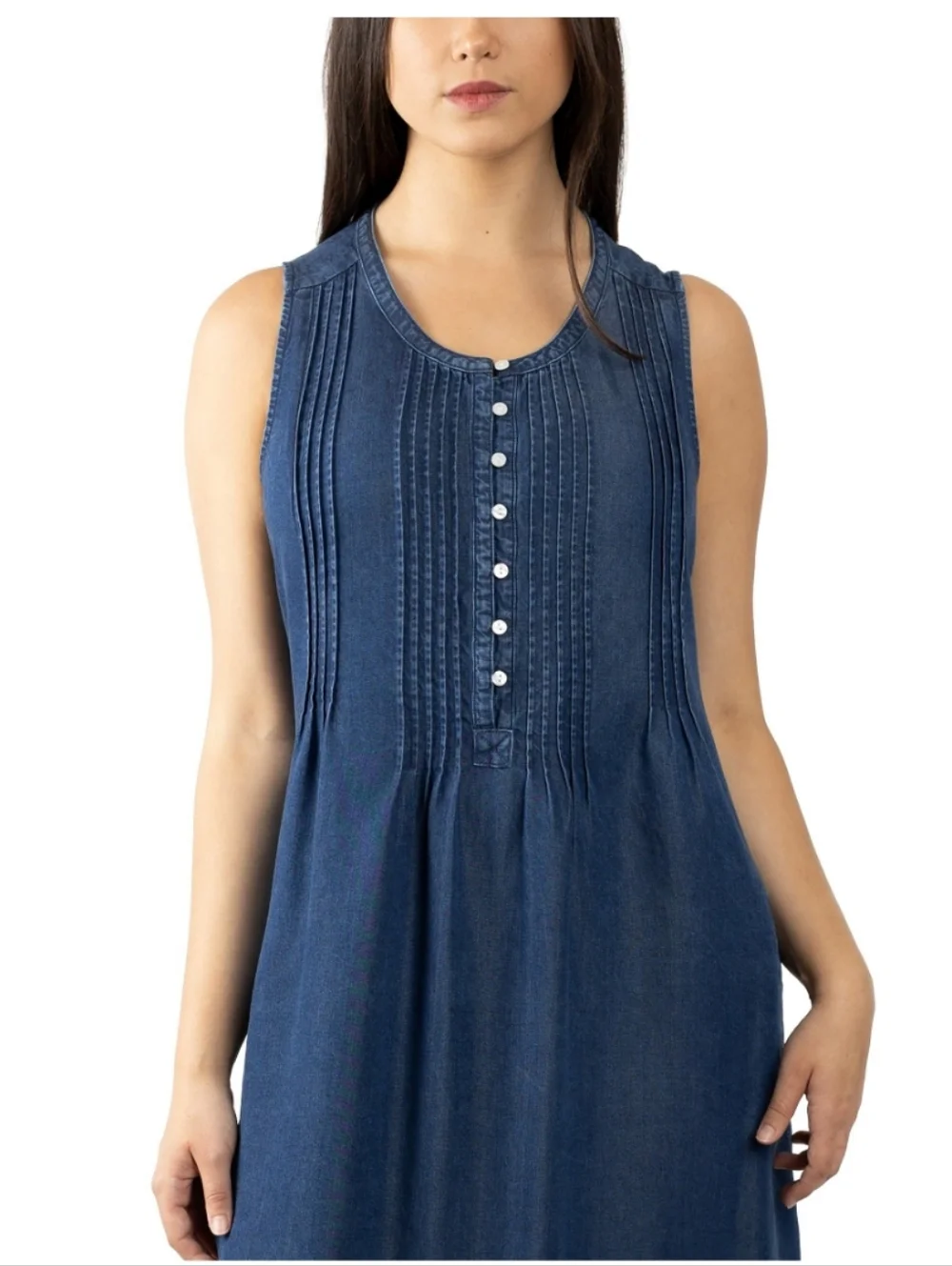 (6) ColdWater Creek Ladies Sleeveless Tencel Midi Dress - Picture 3 of 4